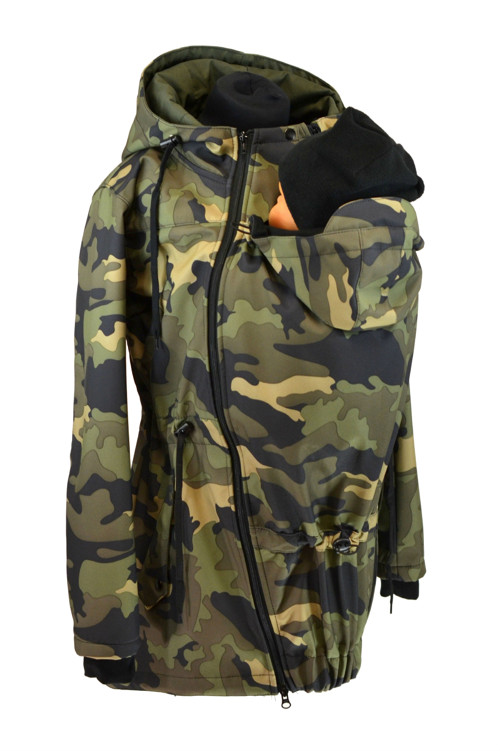 Softshellová jarní/podzimní parka maskáč nosící