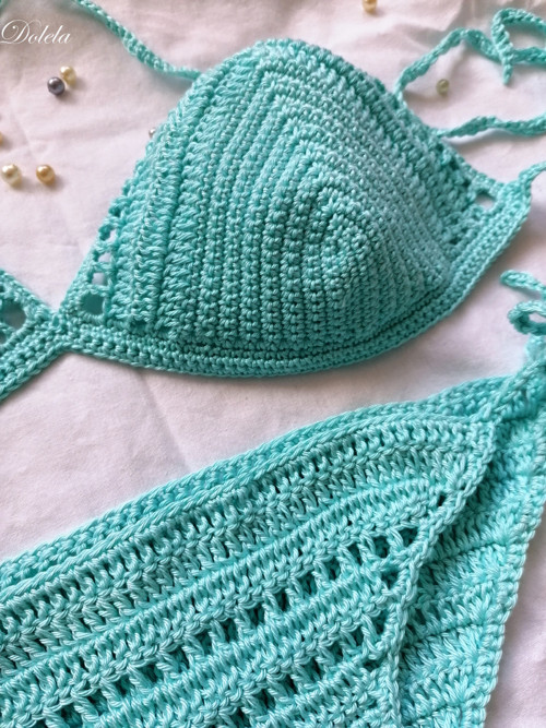 Háčkované azurové bikiny /SKLADEM — foto 1