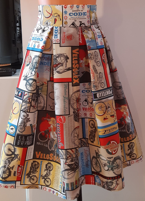 Velociped- Stylová Široká Retro Sukně S Kapsami