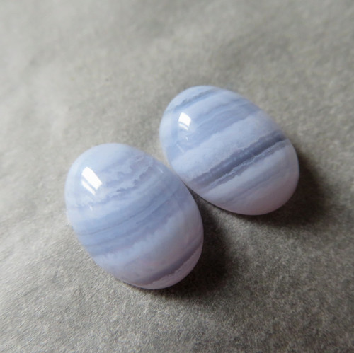 Modrý chalcedon 10x14mm; pár č.4 — foto 1