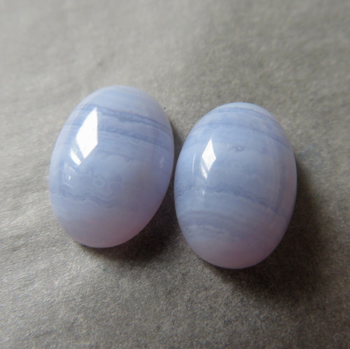 Modrý chalcedon 10x14mm; pár č.7 — foto 1