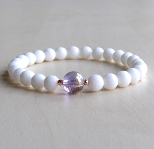 Náramek - Porcelánový Nefrit / Aqua Aura Lavender