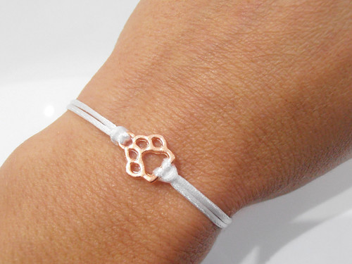 "Tlapka" - saténový náramek - Rose Gold
