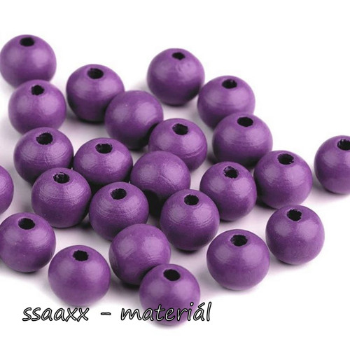 Dřevěný korálek ~ 10 mm ~ 20 ks ~ fialový