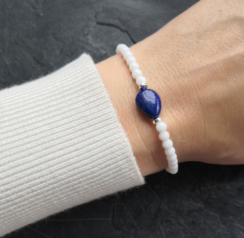 Lapis lazuli ve sněžném jadeitu*náramek — foto 1