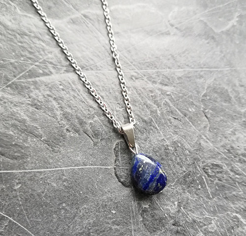 Náhrdelník*lapis lazuli*kapka*ocel