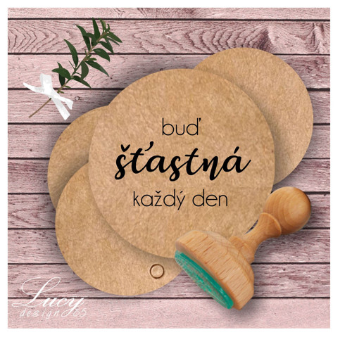 Razítko s textem s dřevěným úchytem — foto 1