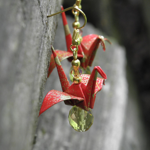 Jeřáb - origami náušnice — foto 1