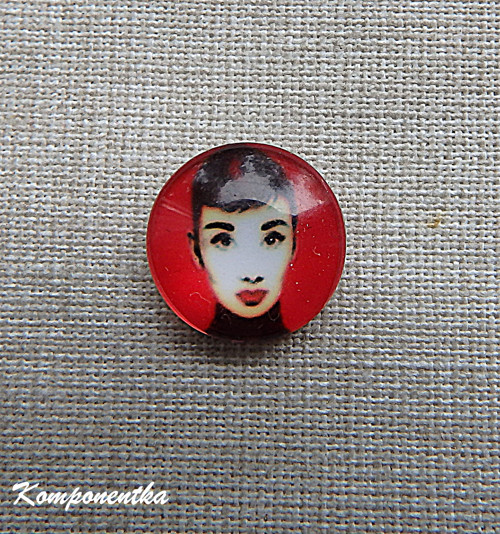 Skleněný kabošon s Audrey 12mm 1kus