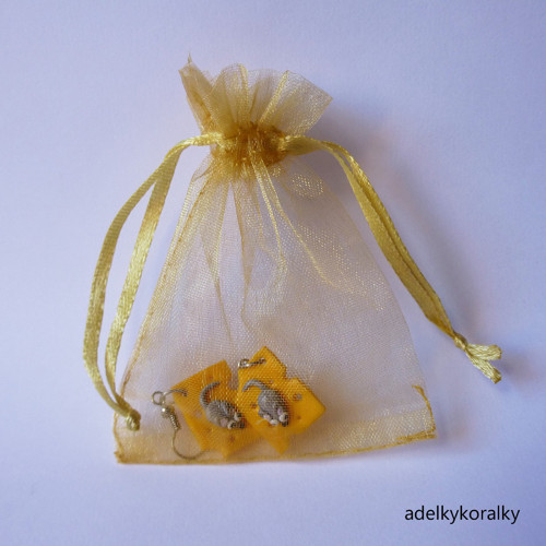 Dárkový sáček z organzy 7x9 cm - žlutý