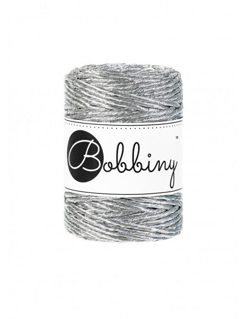 Bobbiny Macrame Regular 3mm - metalic stříbrná -2m