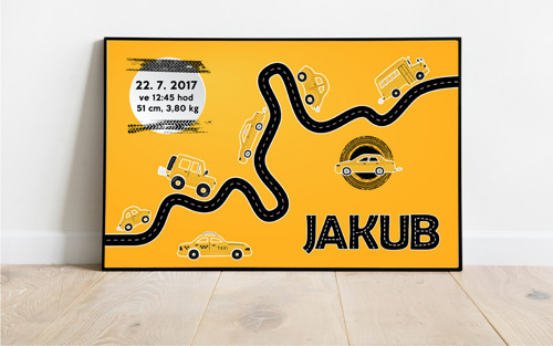 Autíčkový obrázek pro Jakuba