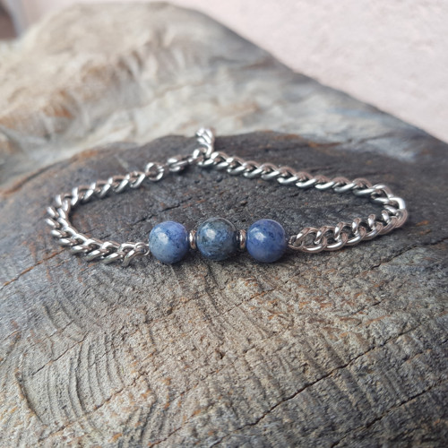 "Sirael L" Náramek (lapislazuli, nerezová ocel)