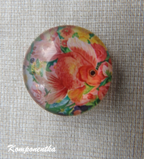 Skleněný kabošon s rybičkou 20mm 1kus
