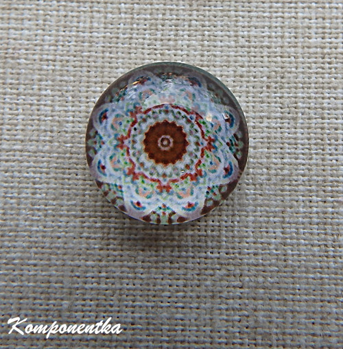 Skleněný kabošon s mandalou 12mm 1kus