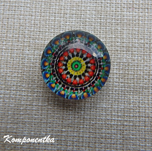 Skleněný kabošon s mandalou 12mm 1kus