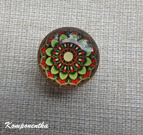 Skleněný kabošon s mandalou 12mm 1kus