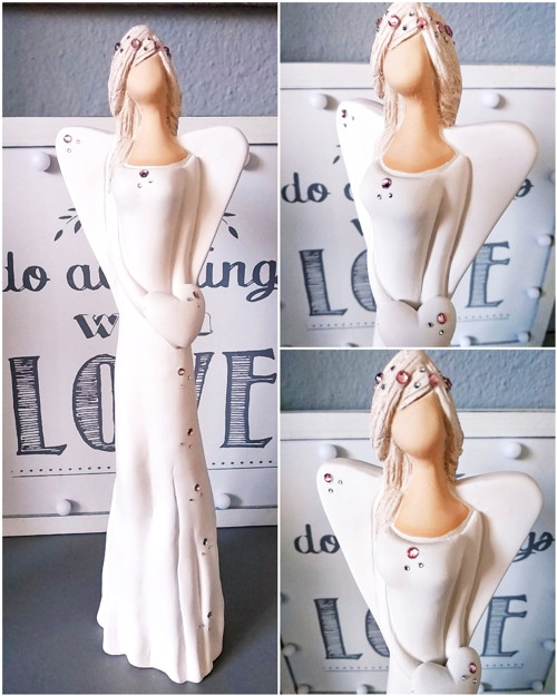 Anděl 36 cm - se třpytivými kamínky - růžová