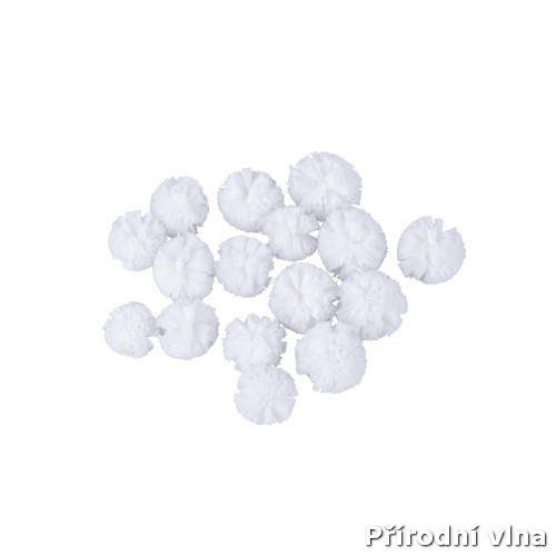 Tylové pomponky 16 ks, 2,5+3 cm, bílé