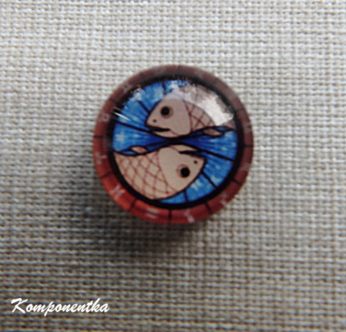 Skleněný kabošon měsíční znamení ryby 12mm