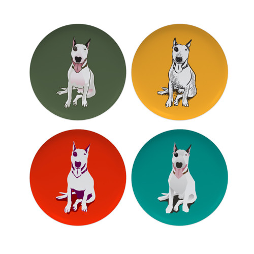 Placky/magnety sada 4 ks POP ART BULLTERRIER