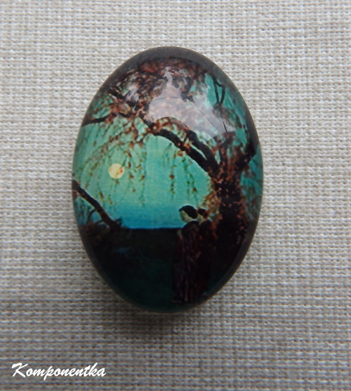 Skleněný kabošon strom života 25x18mm 1kus