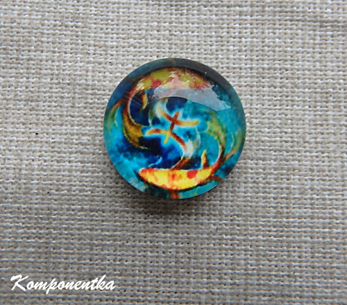 Skleněný kabošon měsíční znamení ryby 12mm