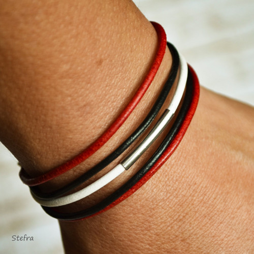 Red black - kožený náramek — foto 1
