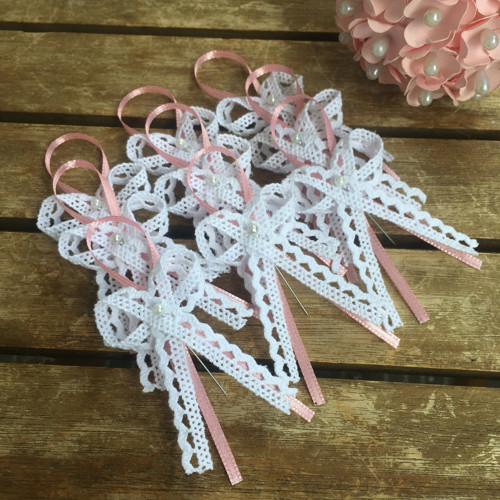 Svatební vývazek Lace&Pearl se špendlíkem
