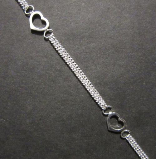 Třířádkový stříbrný řetízek 19cm dlouhý zdobený sr