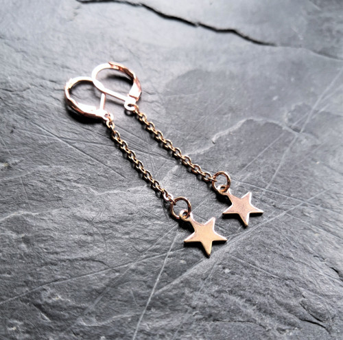 Ocelové náušnice*visací*hvězdičky*rosegold