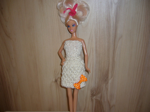 Barbie - bílá sukýnka s oranžovou mašličkou