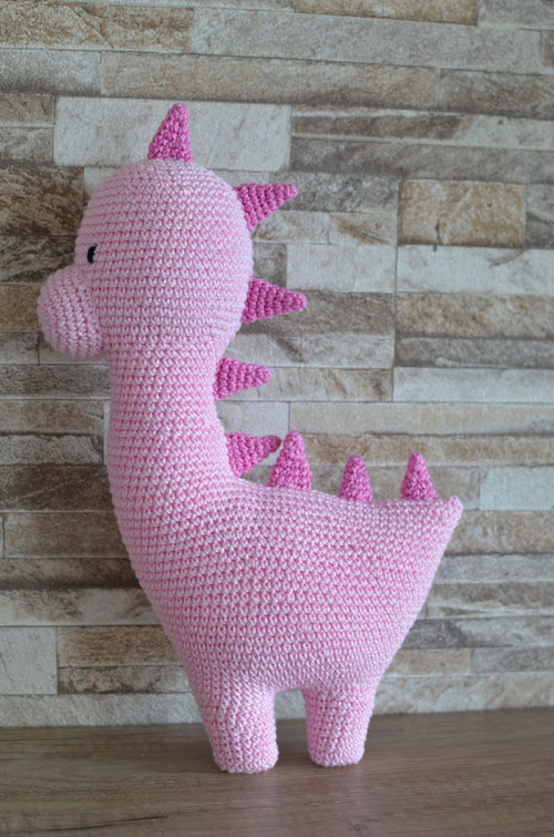 Háčkovaný dino - růžový