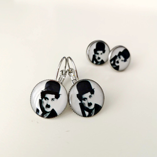 Charlie Chaplin visací náušnice, veselé náušničky