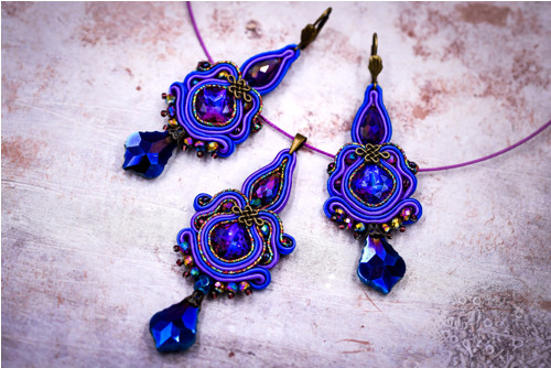 Soutache sada - Shiny náušnice a náhrdelník