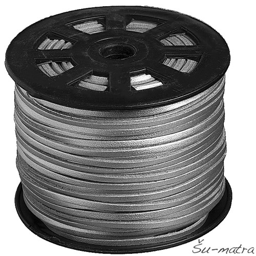 Plochá umělá kůže stříbrná, 3x1 mm (1m)