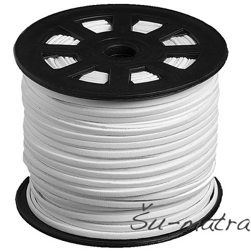 Plochá umělá kůže bílá, 3x1 mm (1m)