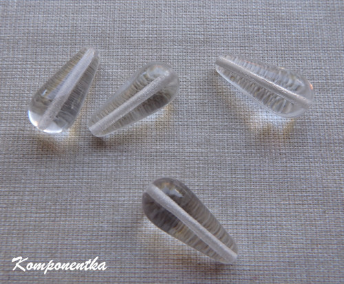 Skleněné korálky čirá slza 20x8mm 4kusy