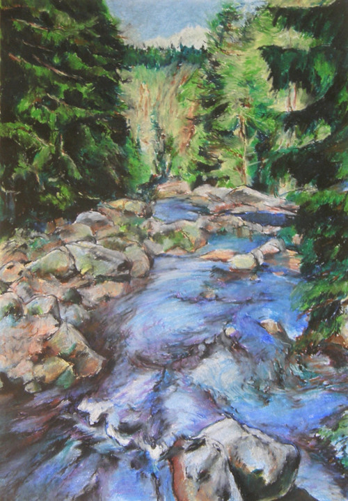 Šumava - pastel, originál A2, 60cm x 42cm