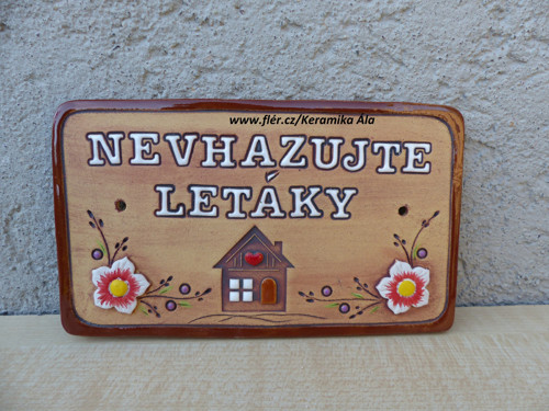 Keramická cedulka ,,NEVHAZUJTE LETÁKY" / na objedn
