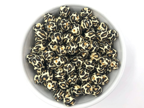Silikonové korálky 12mm (10ks) - leopard