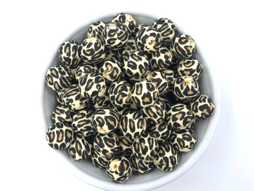 Silikonové korálky Ø15mm (10ks) - leopard