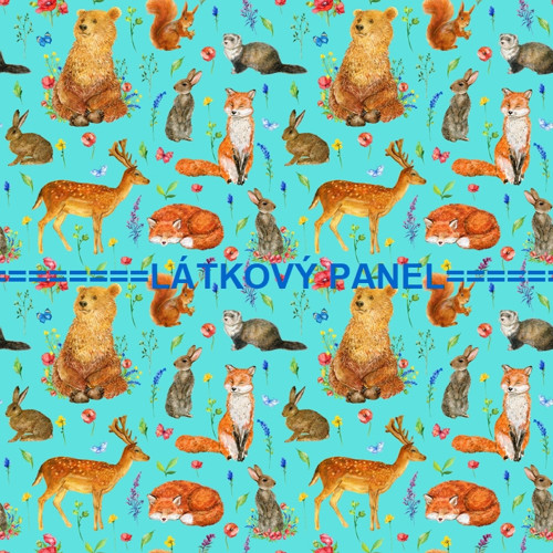 Bavlněný panel 25 x 25cm kolekce LESNÍ ZVÍŘÁTKA