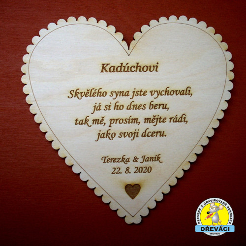 Poděkování rodičům ženicha od nevěsty.. KV0306 B