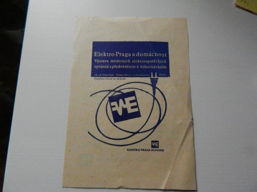 Pozvánka -výstava Elektro Praga a domácnost - 1959
