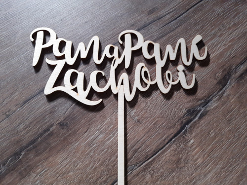 Dortový svatební zápich Pan a Paní + příjmení 20cm