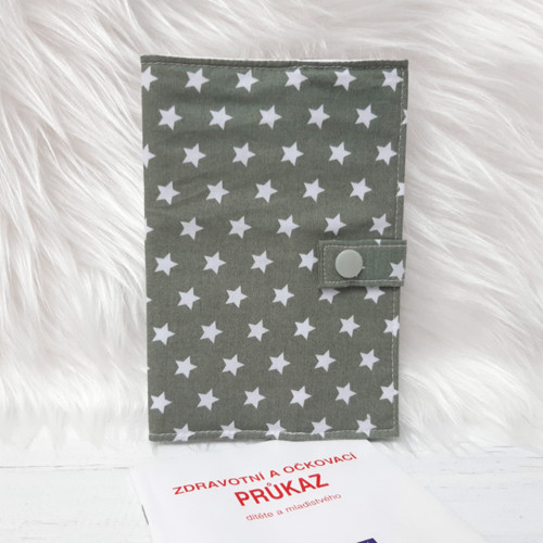 Obal na zdravotní průkaz - šedozelené hvězdy