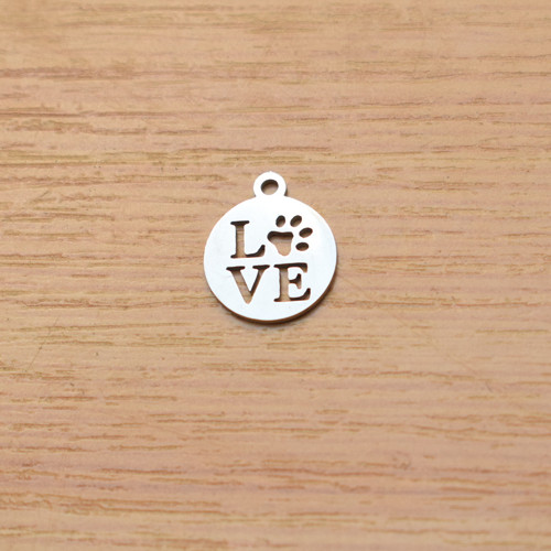 Love - tlapka - 12x14mm - chirurgická ocel