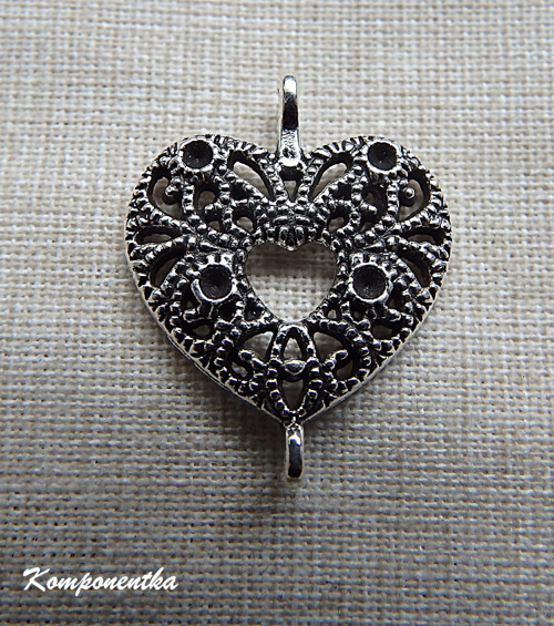 Mezidíl filigránové srdíčko 19x23mm 1kus