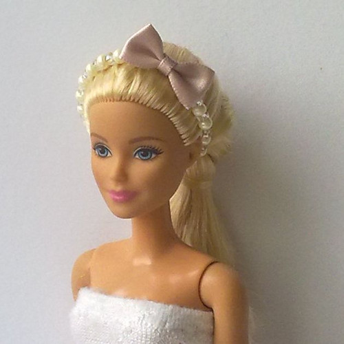 Čelenka pro Barbie - elegantní mašle - béžová